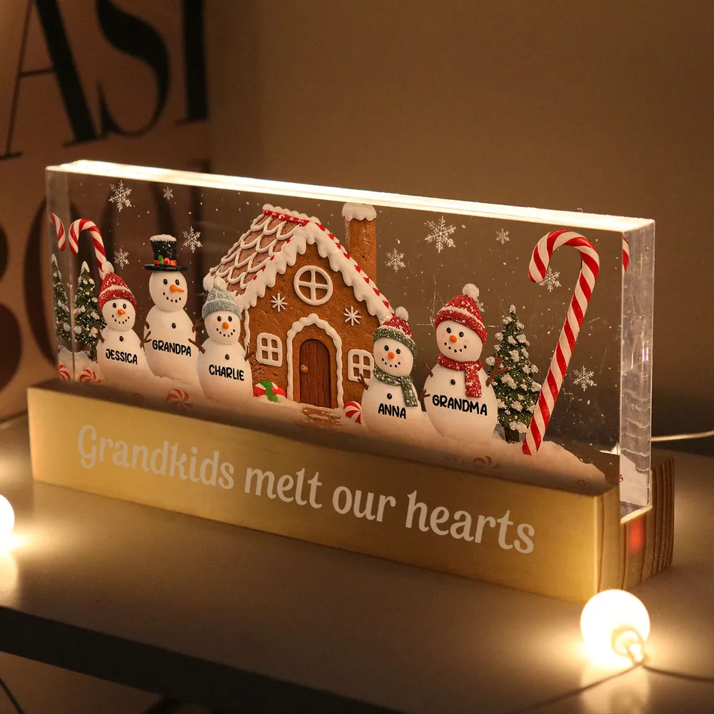 Block LED Light Plaque with Festive Snowy Village, customizable keepsake for family, creative holiday gift - Image 6