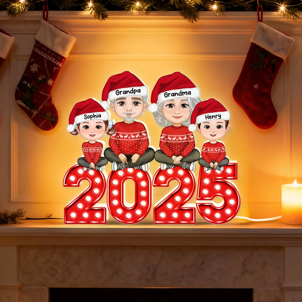 Christmas Grandparents & Grandkids Acrylic Light Box with Marquee Numbers, soft warm glow, unique gift for Grandma & Grandpa - Image 8