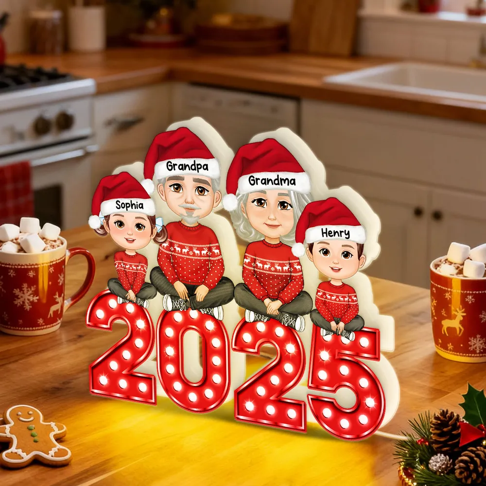 Christmas Grandparents & Grandkids Acrylic Light Box with Marquee Numbers, soft warm glow, unique gift for Grandma & Grandpa - Image 9