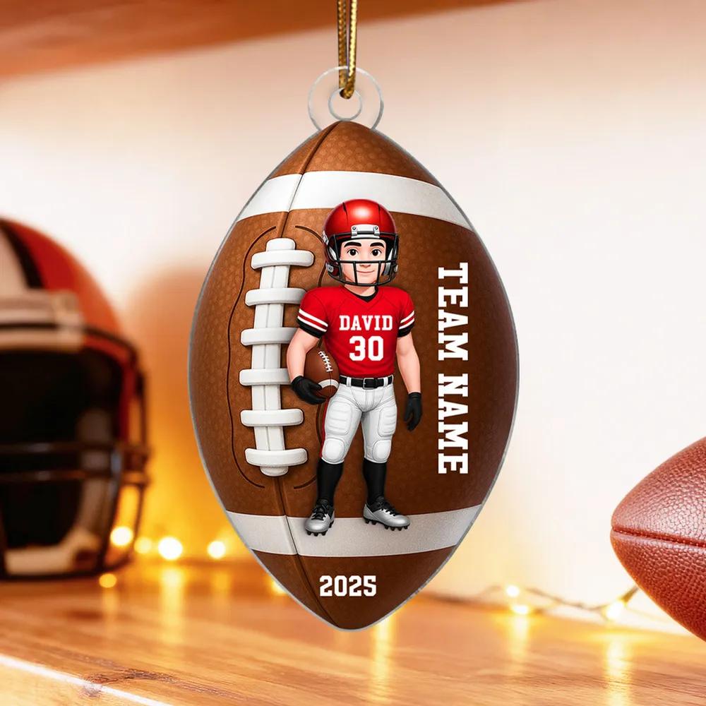 Football Player Acrylic Ornament - Personalized Sports Keepsake for Christmas Tree - Unique Gift for Teen Athlete or Son - Image 7