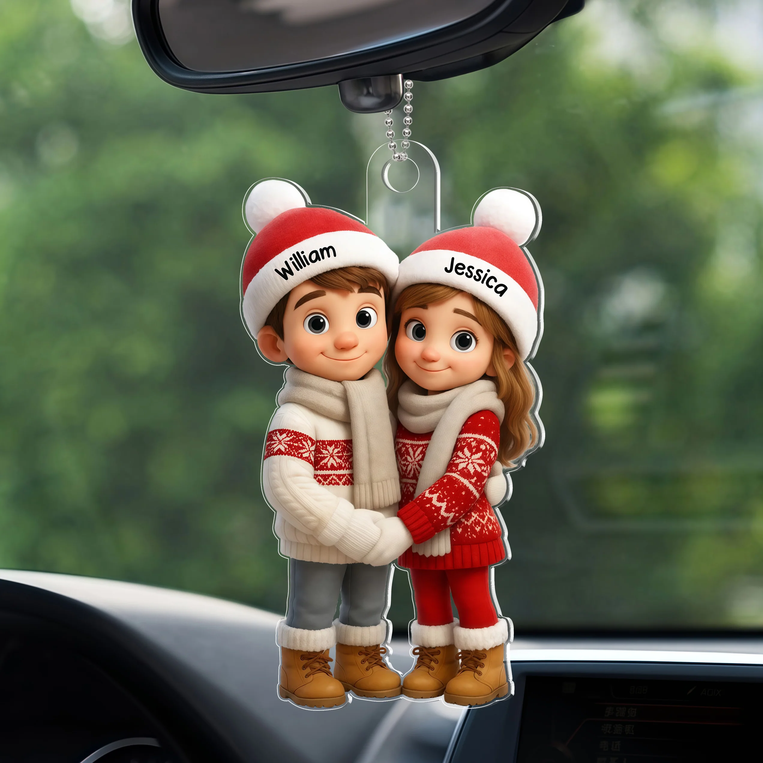 Acrylic Ornament Crystal-Effect Couple in Santa Hats, You & Me We Got This, Christmas Tree Decor, unique gift for couples - Image 4