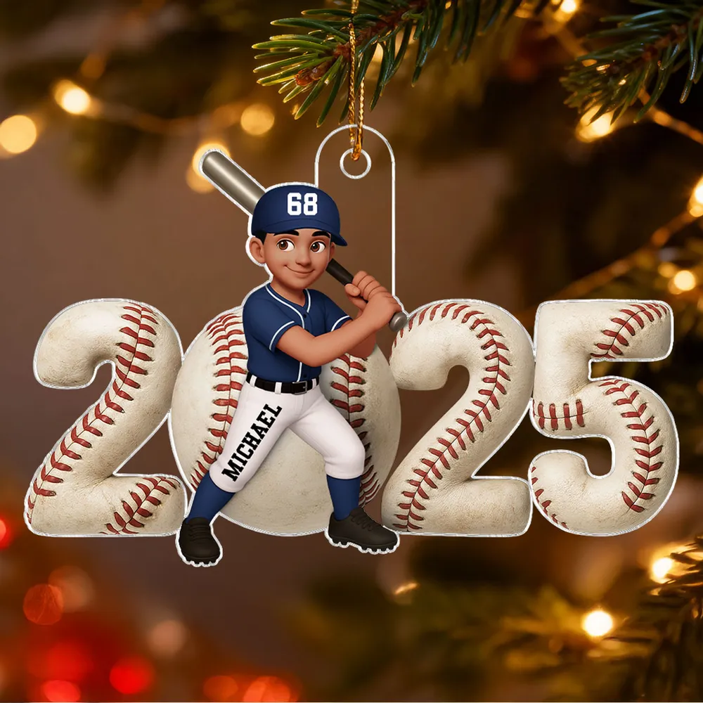 Acrylic Ornament Baseball Player in Batting Pose, Customizable, Easy to Hang Christmas Decor, a Unique Gift for Kids & Teens - Image 6