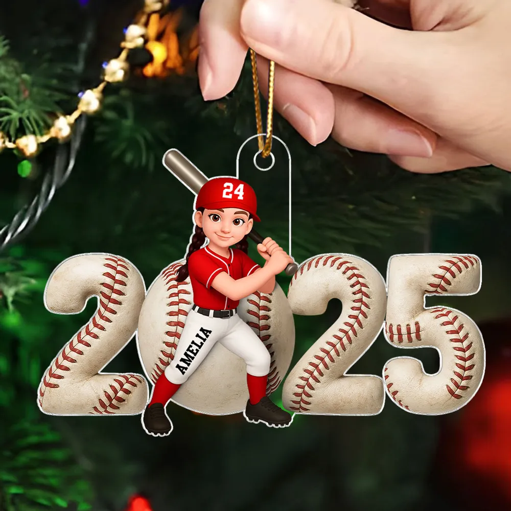 Acrylic Ornament Baseball Player in Batting Pose, Customizable, Easy to Hang Christmas Decor, a Unique Gift for Kids & Teens - Image 7