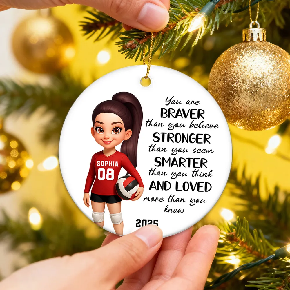 Volleyball Player Ceramic Ornament - Personalized Holiday Tree Decor with uplifting quote, unique gift for daughter - Image 4
