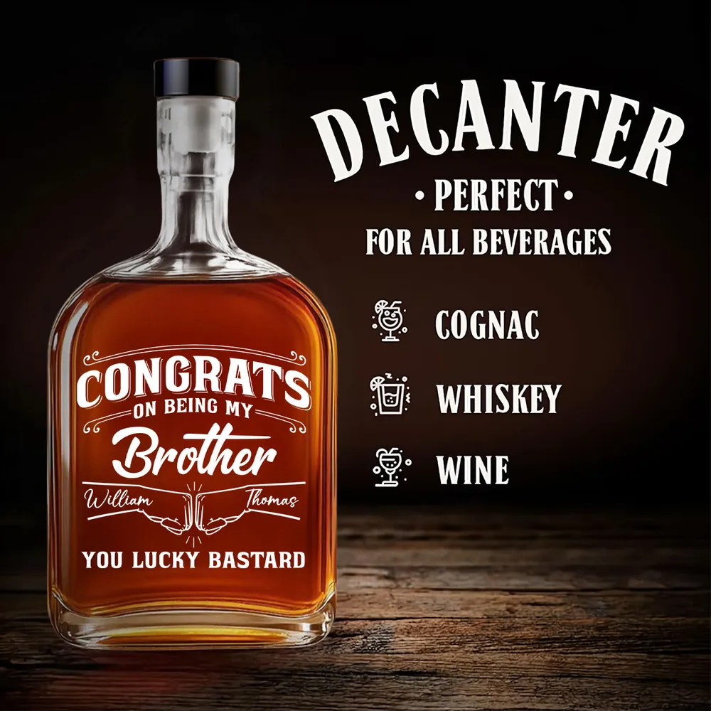Spirits Decanter, Personalized Custom and Airtight Stopper, Unique Funny Gift for Brother, Home Bar Elegance - Image 4