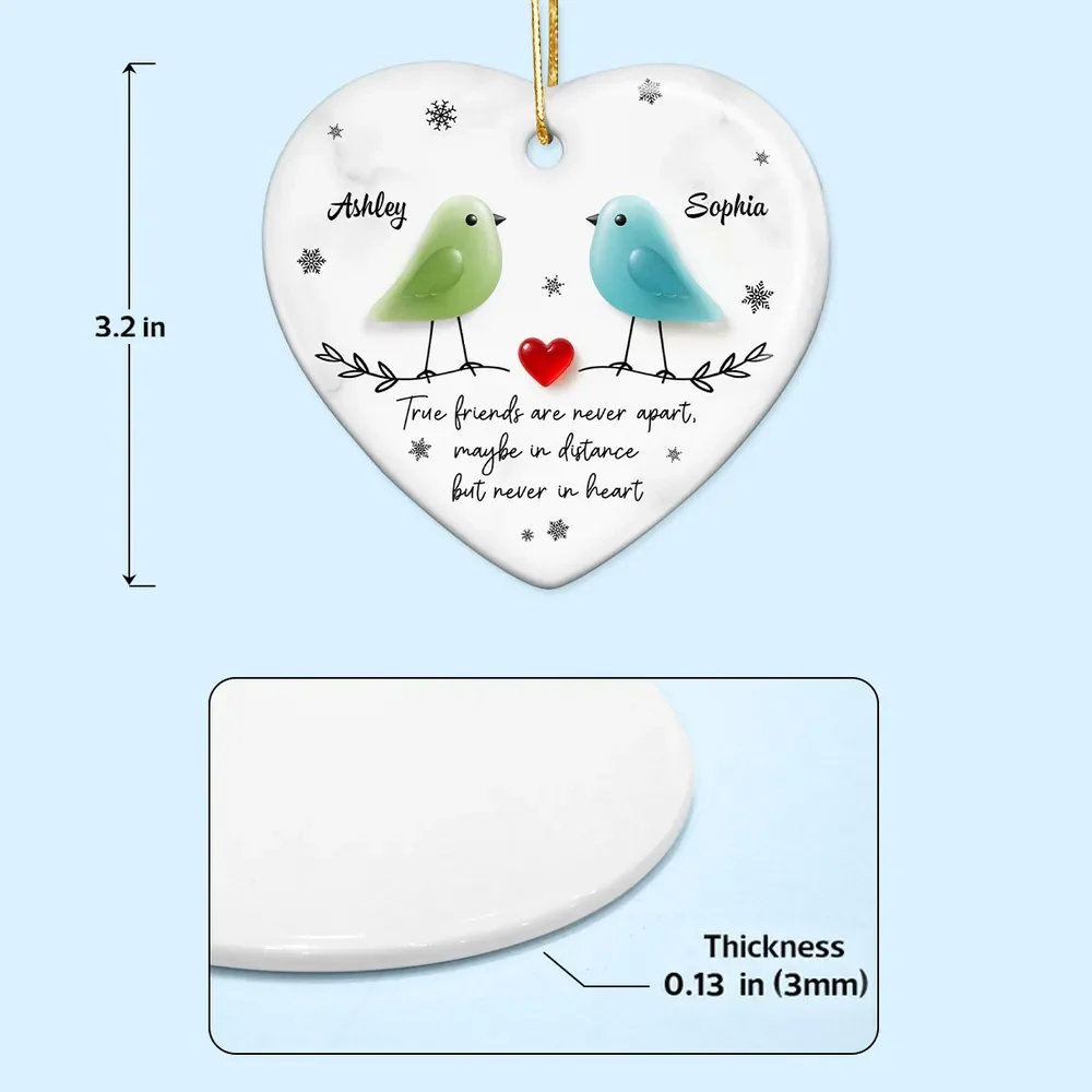 Ceramic Heart Ornament - Colorful Birds, Red Heart & Snowflakes - Unique Gift for Friends, Besties, Long-Distance Bond - Image 4
