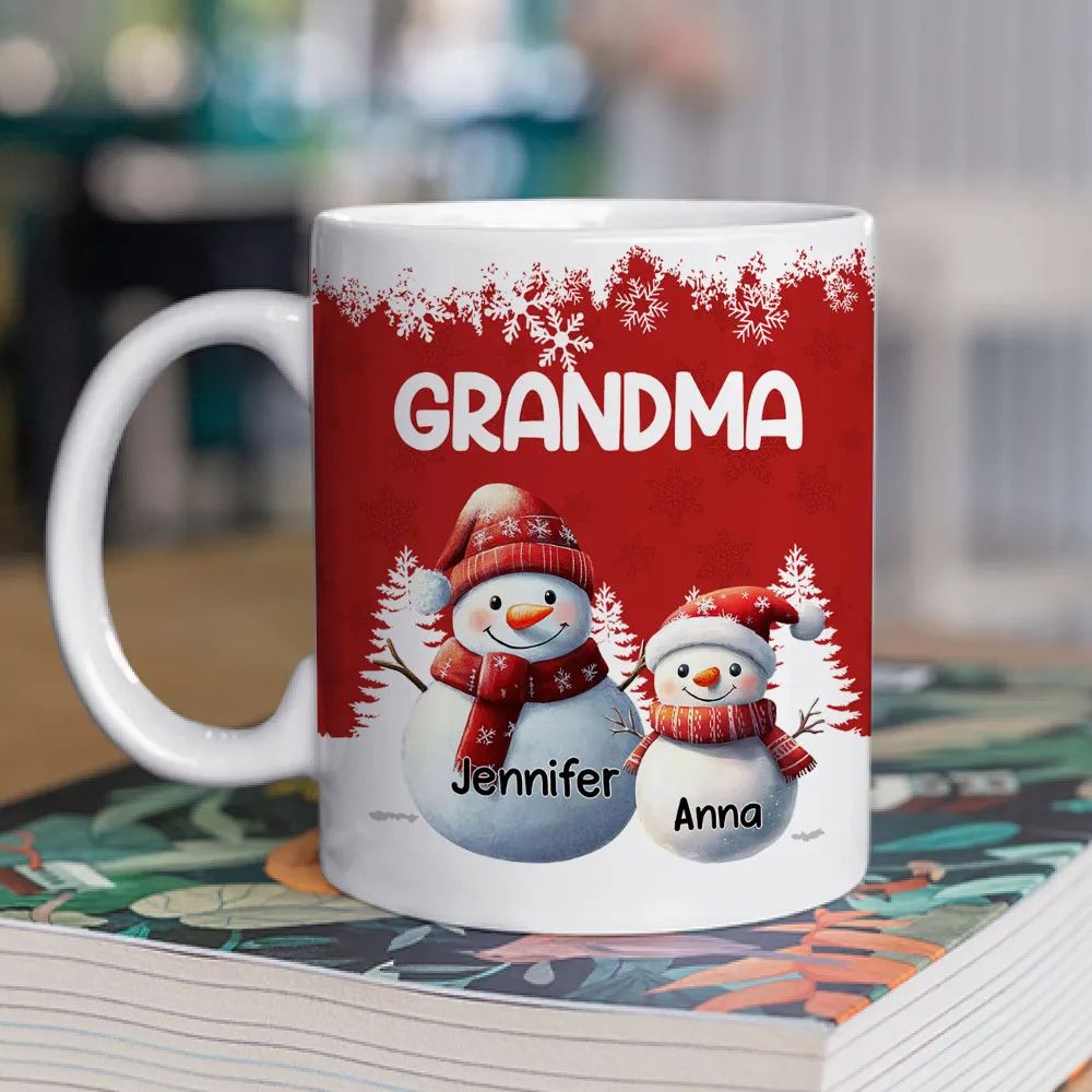 Grandma's Christmas Mug with Snowman Family, Cute Red Winter Scene, Durable Ceramic, Warm Morning Coffee, Creative Gift - Image 7