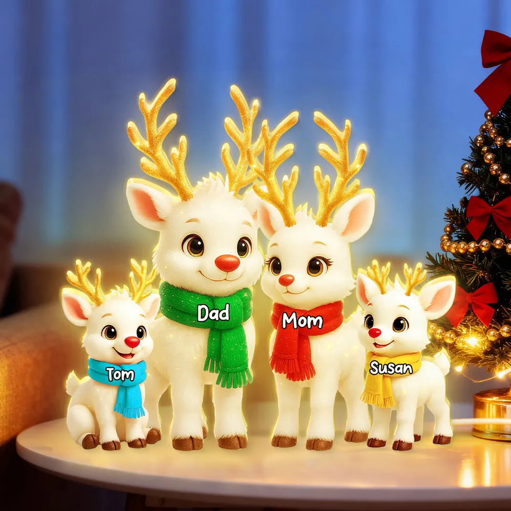 Festive Acrylic Light Box - Cute Reindeer Family, Twinkling Christmas Night, Creative Gift with Warm Glow for Family - Image 2