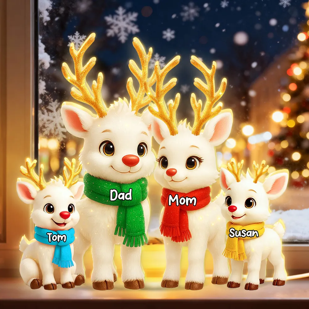Festive Acrylic Light Box - Cute Reindeer Family, Twinkling Christmas Night, Creative Gift with Warm Glow for Family - Image 5