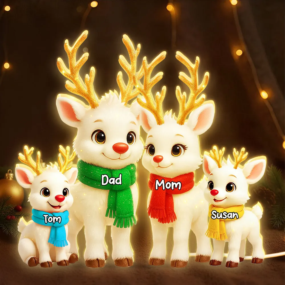 Festive Acrylic Light Box - Cute Reindeer Family, Twinkling Christmas Night, Creative Gift with Warm Glow for Family - Image 6