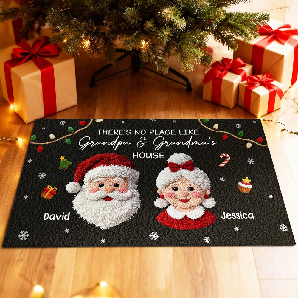 Christmas Doormat for Grandparents, Santa & Mrs. Claus Art, Non-Slip, Cozy Entry, Unique Personalized Gift - Image 2