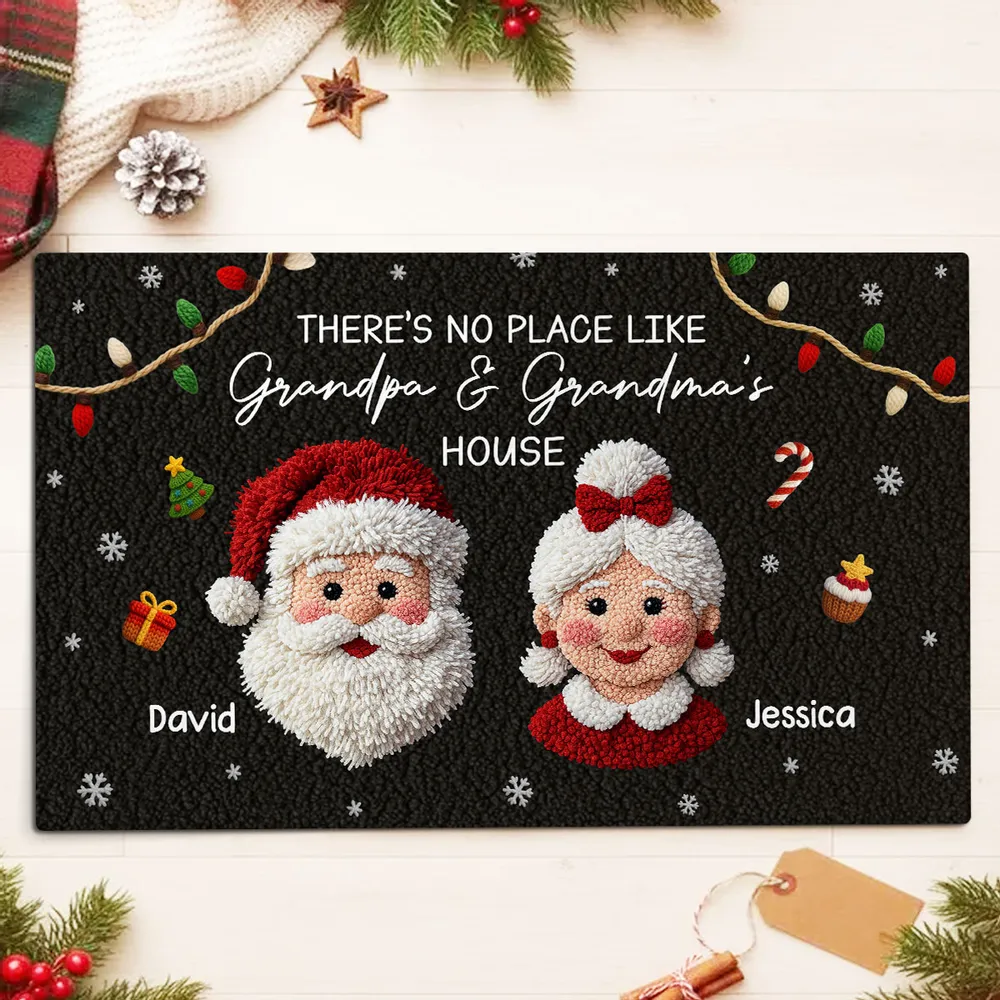 Christmas Doormat for Grandparents, Santa & Mrs. Claus Art, Non-Slip, Cozy Entry, Unique Personalized Gift - Image 3
