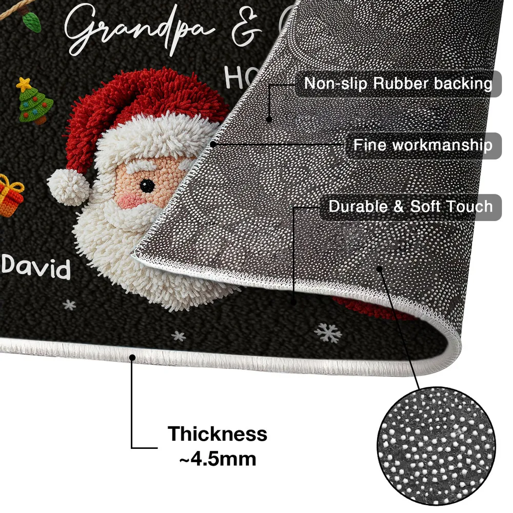 Christmas Doormat for Grandparents, Santa & Mrs. Claus Art, Non-Slip, Cozy Entry, Unique Personalized Gift - Image 4
