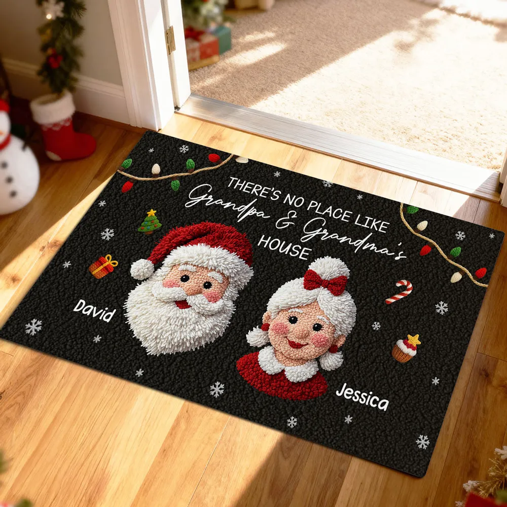 Christmas Doormat for Grandparents, Santa & Mrs. Claus Art, Non-Slip, Cozy Entry, Unique Personalized Gift - Image 5