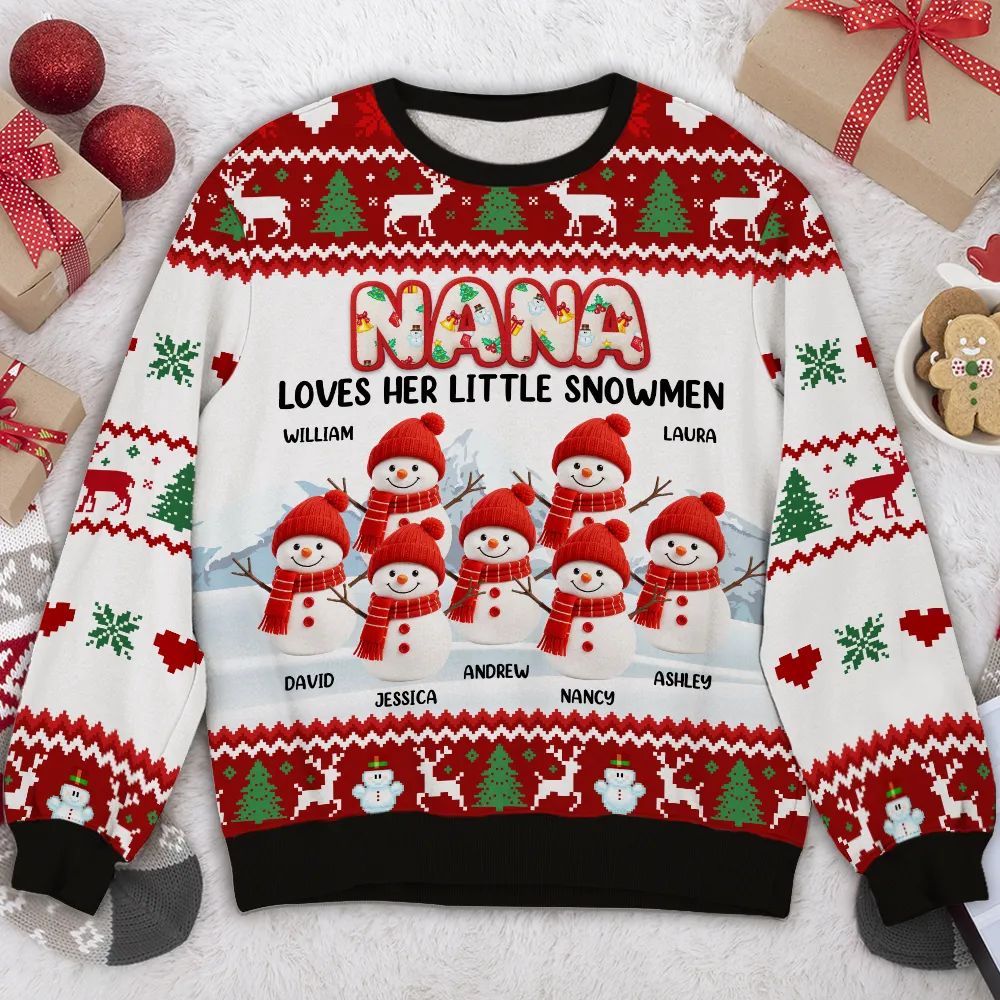 Grandma And Her Snowmen - Personalized Custom All-Over-Print Sweatshirt - Image 3