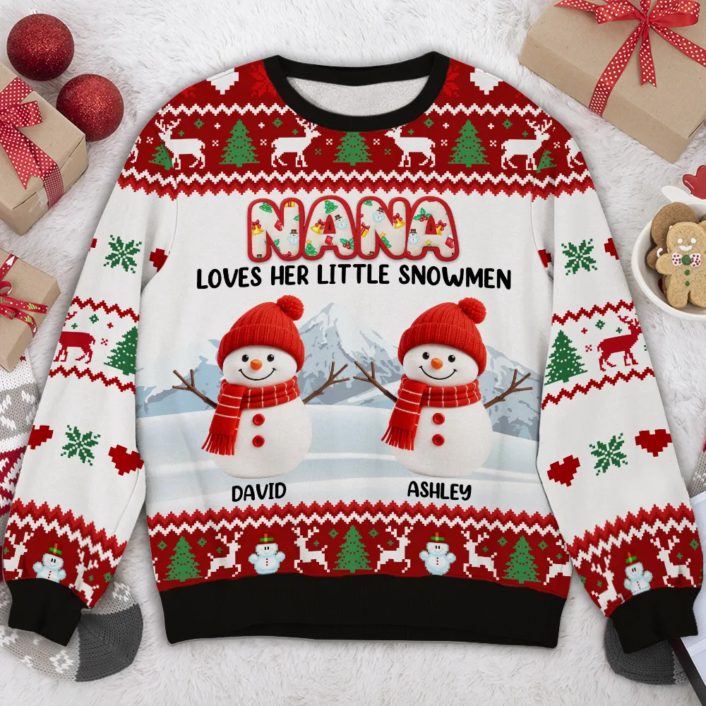 Grandma And Her Snowmen - Personalized Custom All-Over-Print Sweatshirt - Image 4