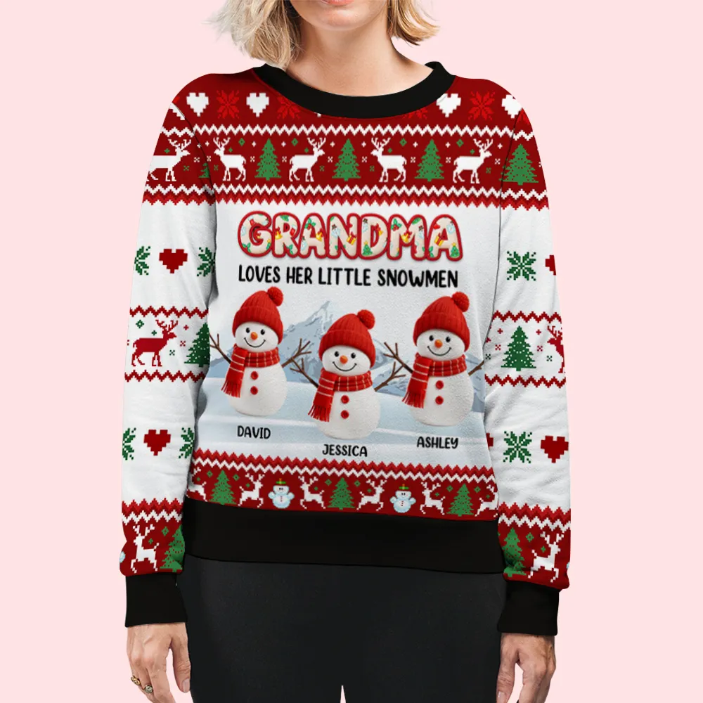 Grandma And Her Snowmen - Personalized Custom All-Over-Print Sweatshirt - Image 6