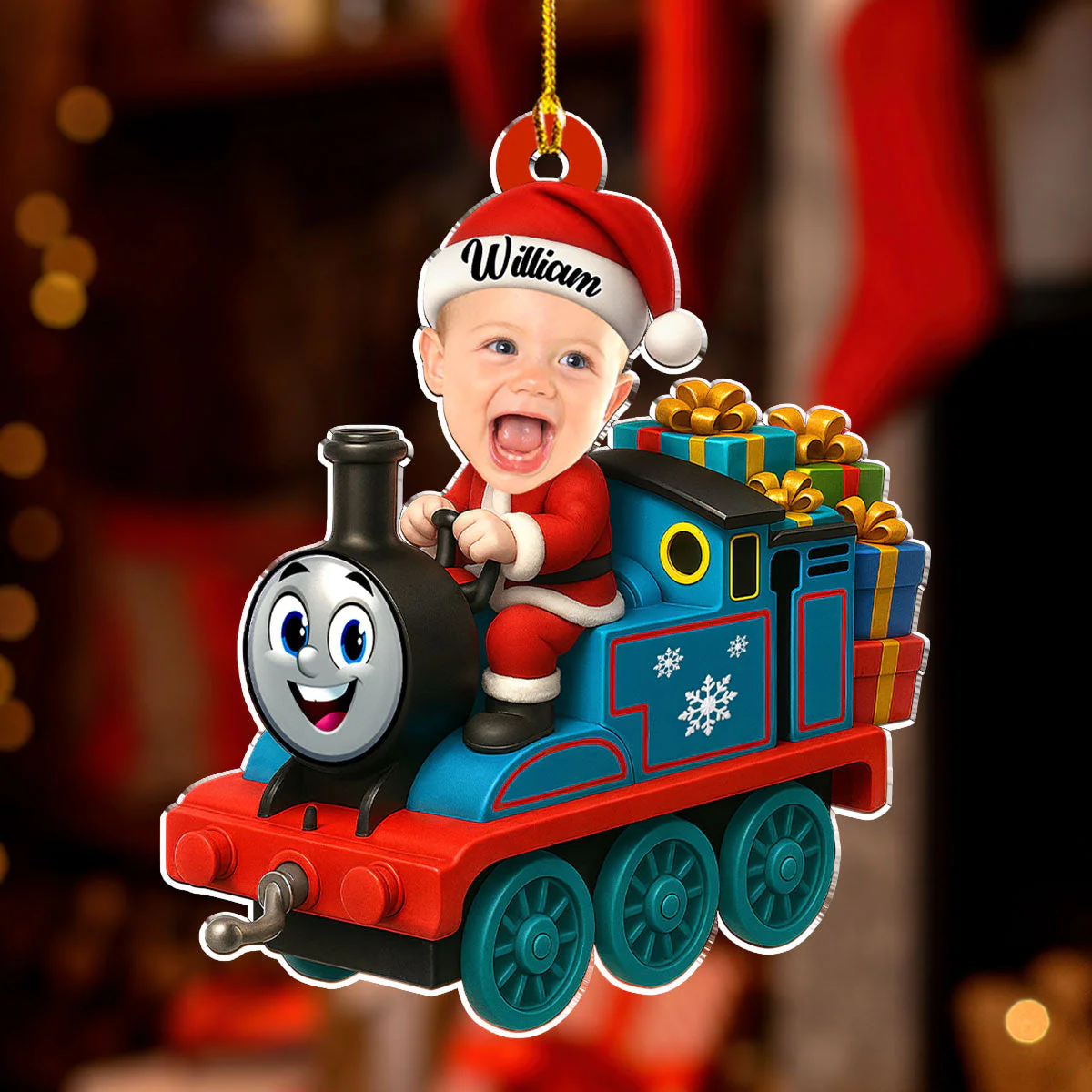 Acrylic Ornament Personalized Santa Train Tree Decor, Cute Cartoon Style, Festive Joy, A Unique Gift for Kids & Family - Image 2
