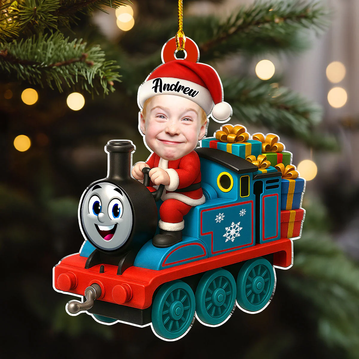 Acrylic Ornament Personalized Santa Train Tree Decor, Cute Cartoon Style, Festive Joy, A Unique Gift for Kids & Family - Image 6