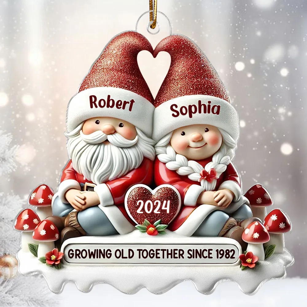 Santa Couple Acrylic Ornament with Heart - Festive Christmas Tree Decor, romantic keepsake, a unique creative gift for couples
