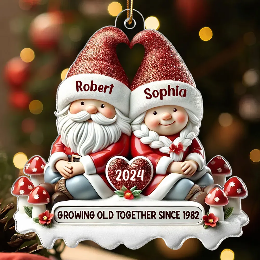 Santa Couple Acrylic Ornament with Heart - Festive Christmas Tree Decor, romantic keepsake, a unique creative gift for couples - Image 3