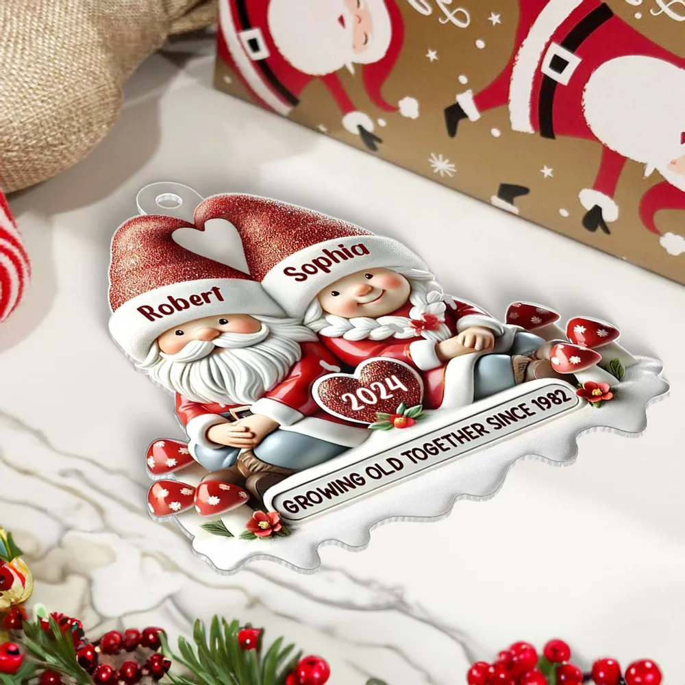 Santa Couple Acrylic Ornament with Heart - Festive Christmas Tree Decor, romantic keepsake, a unique creative gift for couples - Image 7