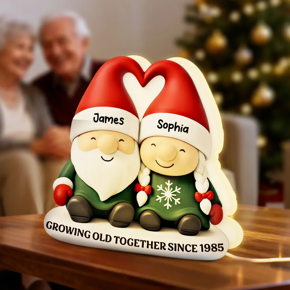 Acrylic Light Box, Christmas Gnome Couple Warm Glow for Bedroom & Shelf, Growing Old Together, Unique Gift for Couples - Image 7