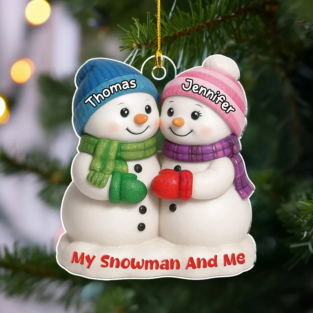Snowman Couple Ornament - Personalized Hugging Snowmen for the Christmas Tree - My Snowman and Me, a Unique Gift for Couples - Image 3