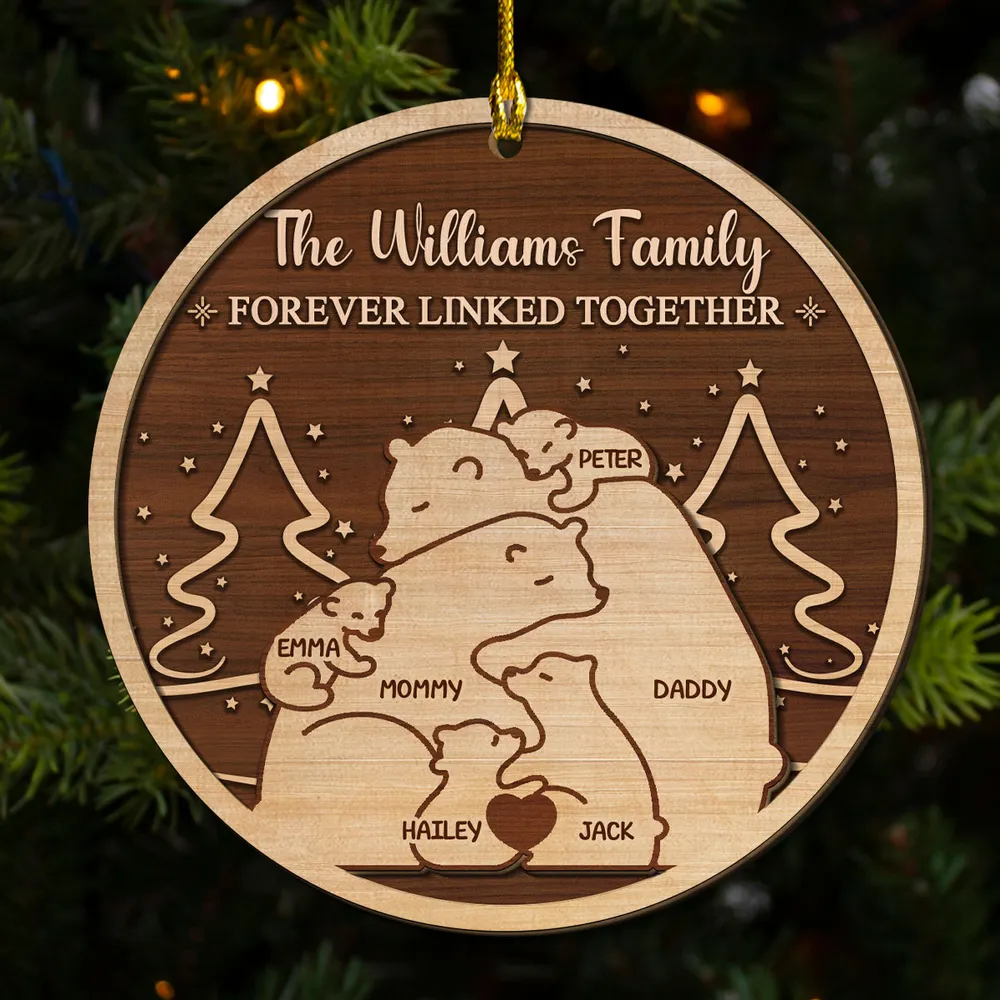 Wooden Ornament Bear Family, Customizable, for Christmas Tree or Nursery, rustic two-tone wood, unique gift for Parents - Image 5