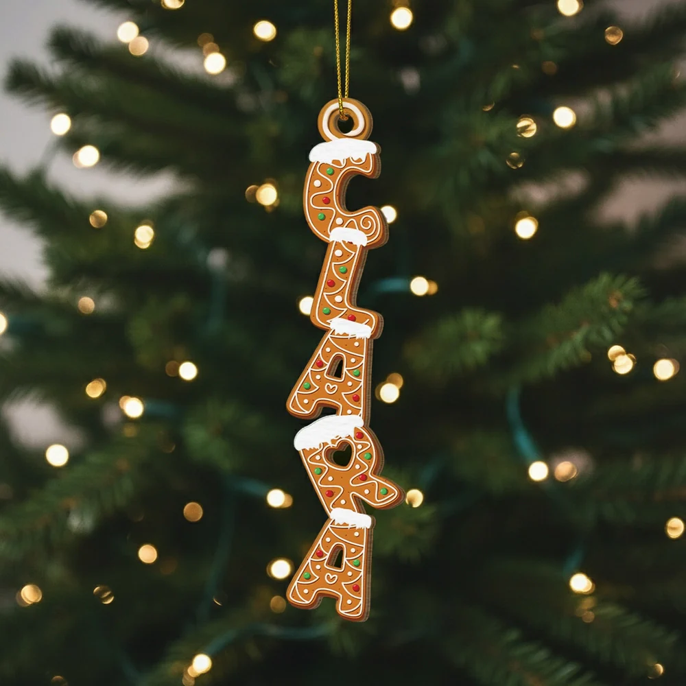 Acrylic Ornament - Gingerbread Letter Design, Christmas Tree Decor for Kids & Family, unique gift
