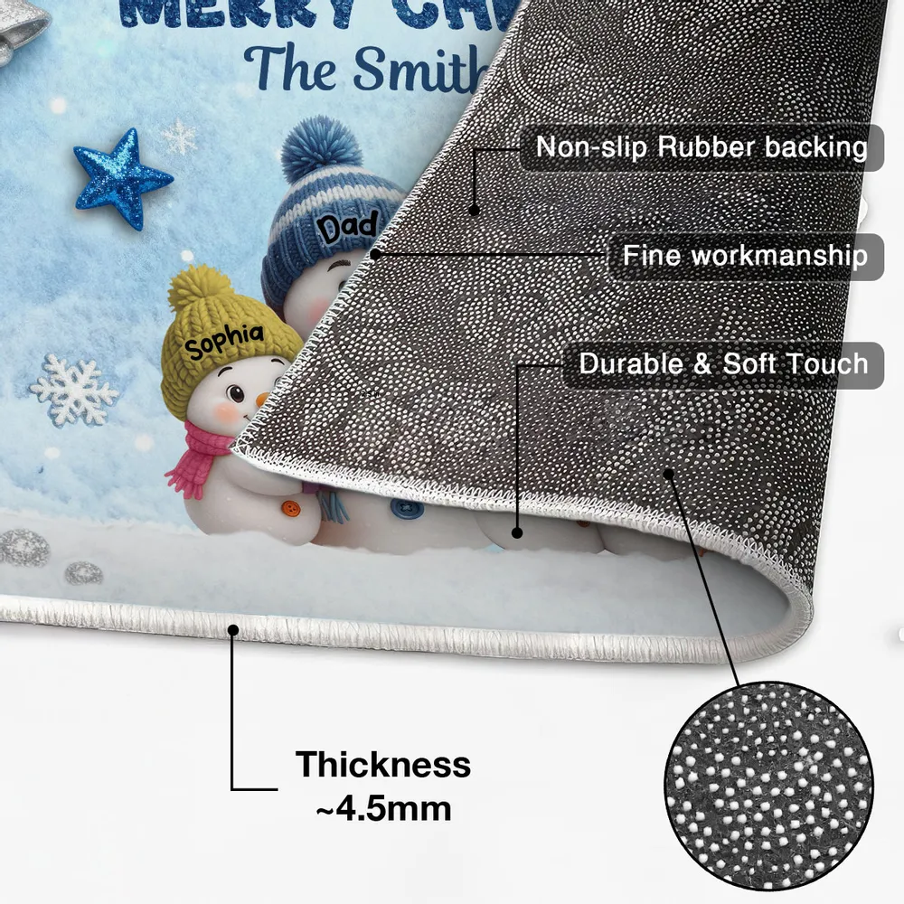 Doormat - Personalized Snowman Family Christmas Welcome, Non-Slip & Easy-Clean, cozy entryway decor, unique gift for families - Image 4
