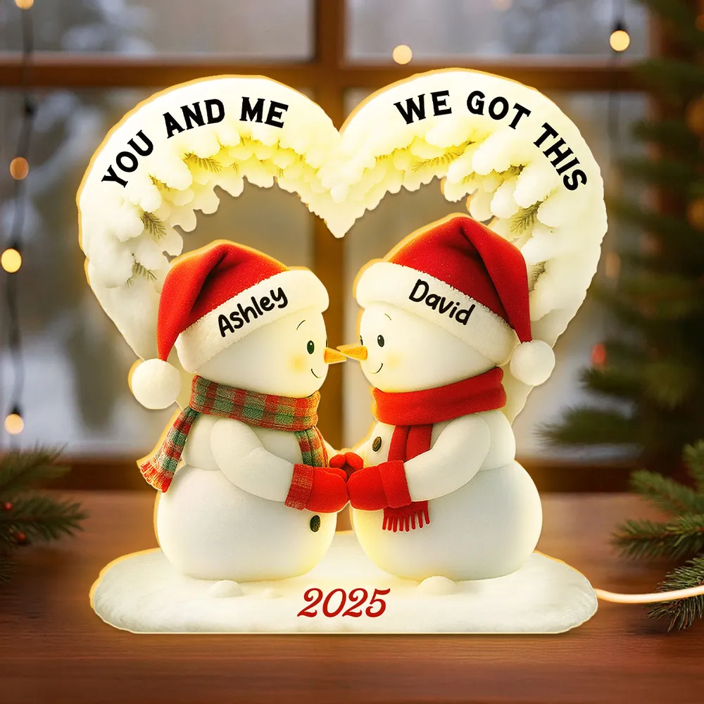 Acrylic Light Box Snowman Couple, From Our First Kiss Till Our Last Breath, Warm Glow Winter Decor, Unique Gift for Couples - Image 5