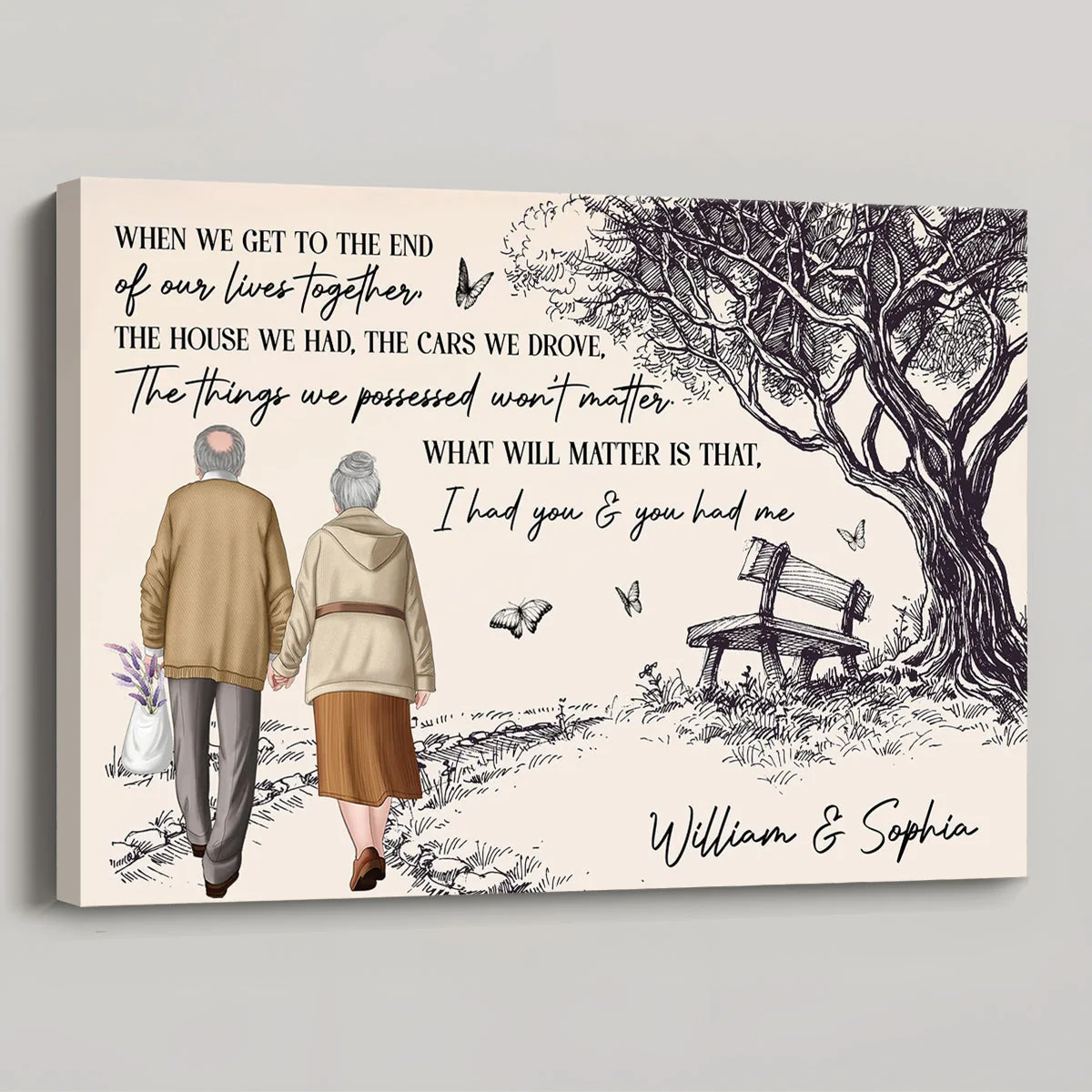 Hand-Drawn Elderly Couple Holding Hands Art Poster or Canvas - Sentimental 'I Had You & You Had Me' Quote, Unique Anniversary Gift - Image 8