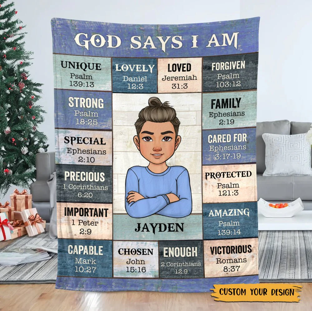 Personalized God Says I Am Blanket - Soft throw with faith affirmations, a creative Christian gift for her - Image 2