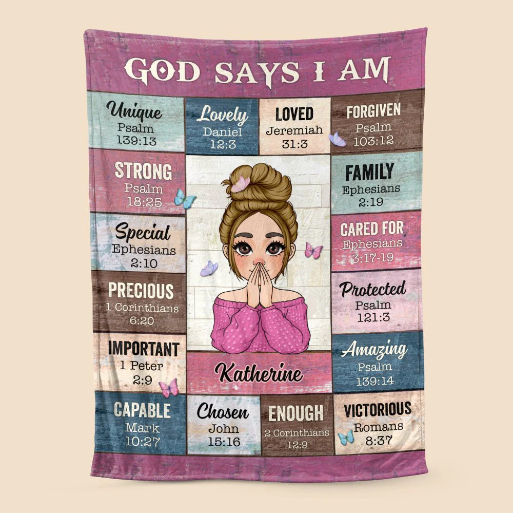 Personalized God Says I Am Blanket - Soft throw with faith affirmations, a creative Christian gift for her - Image 3