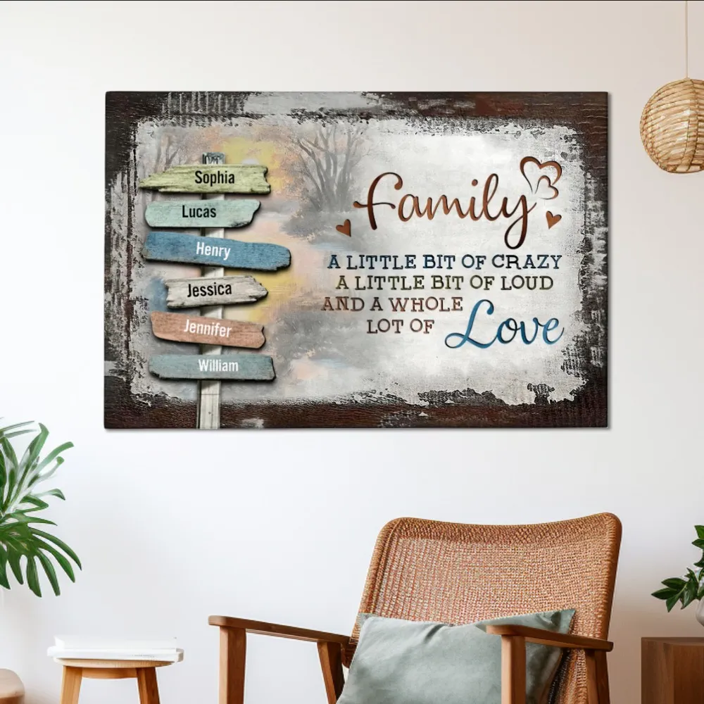 "A Little Lot of Love" Personalized Family Sign Canvas or Poster | Rustic Farmhouse Wall Decor | Unique Heartfelt Home Gift