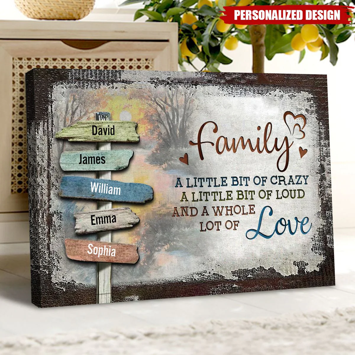 "A Little Lot of Love" Personalized Family Sign Canvas or Poster | Rustic Farmhouse Wall Decor | Unique Heartfelt Home Gift - Image 8