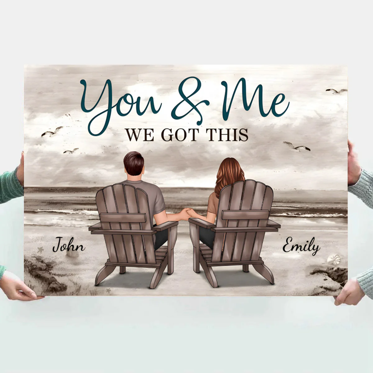 Romantic Beach Canvas for Couples, custom art with 'You & Me' vibe, perfect anniversary decor and a creative gift - Image 7