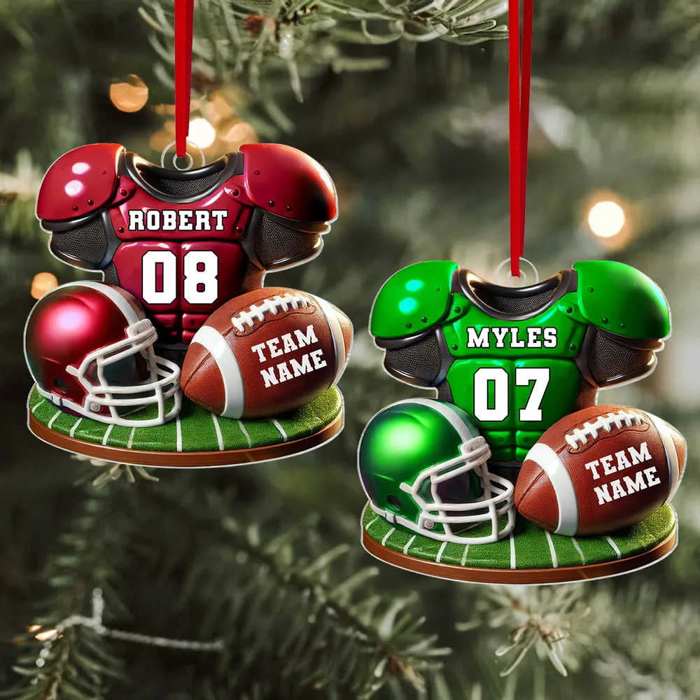 Acrylic Ornament Football Jersey & Helmet, Custom Team Gift for Players and Fans, Tree or Car Mirror, Unique Holiday Decor - Image 3