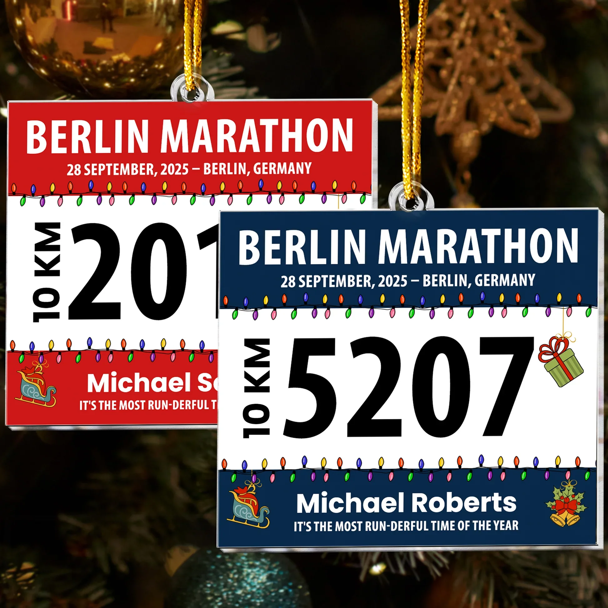 Runner Acrylic Ornament - Marathon Bib Style with Festive Lights, Easy to Hang, Creative Keepsake Gift for Athletes - Image 5