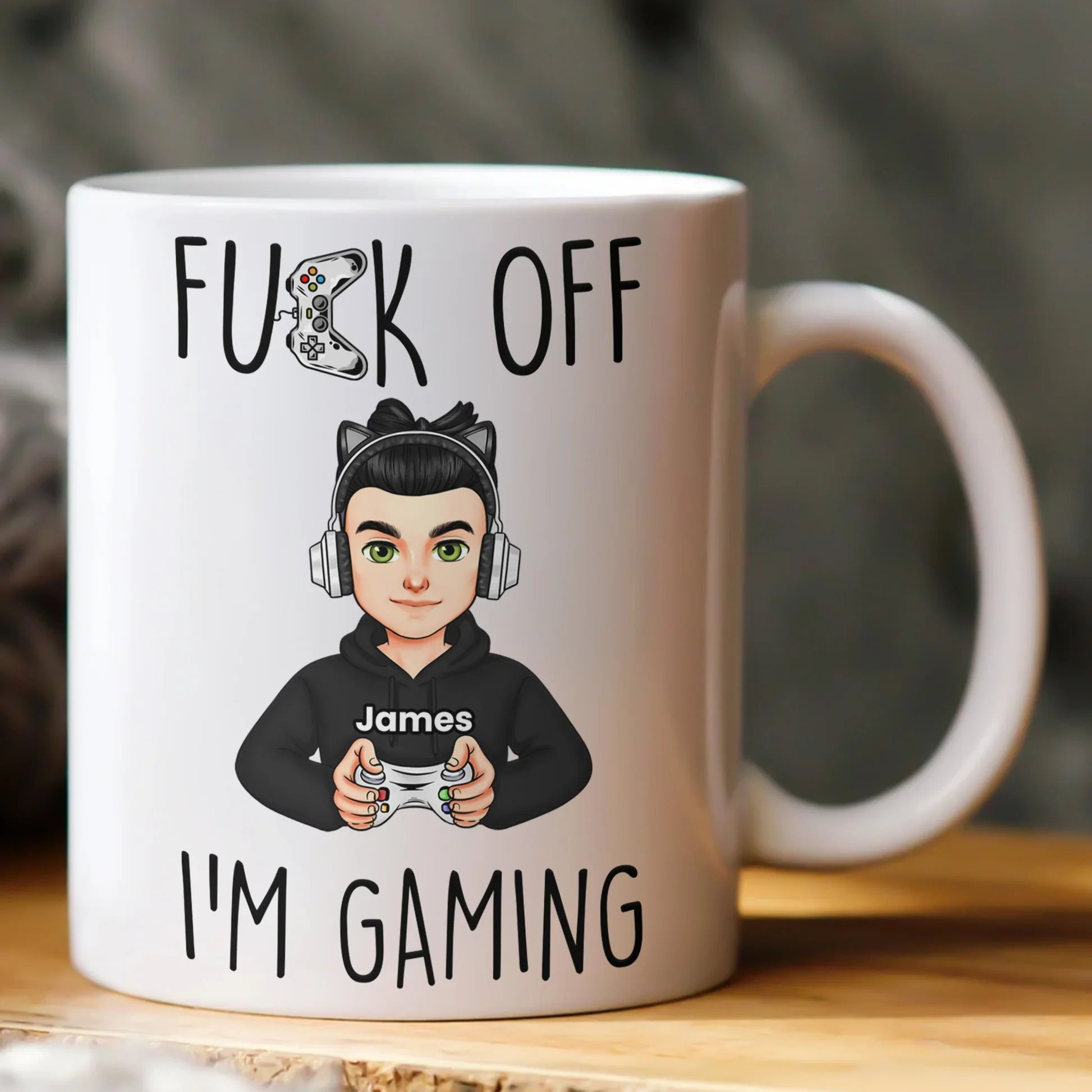 Mug with Custom Gamer Avatar, Do Not Disturb Theme, Fun & Cute Desk Coffee Cup, Unique Gift for Boyfriend or Coworker - Image 5