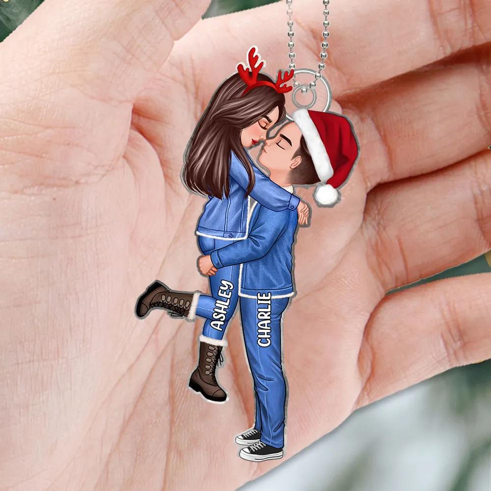 Acrylic Ornament, Personalized Christmas Couple Hug, Ready for the Tree, Romantic Keepsake, a Unique Gift for Your Partner - Image 3