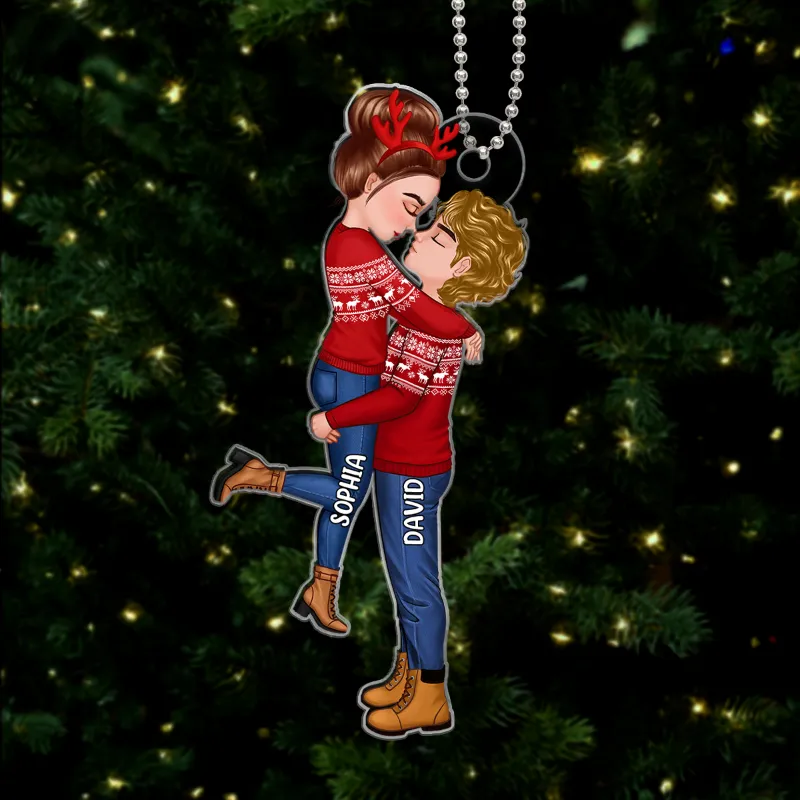 Acrylic Ornament, Personalized Christmas Couple Hug, Ready for the Tree, Romantic Keepsake, a Unique Gift for Your Partner - Image 4