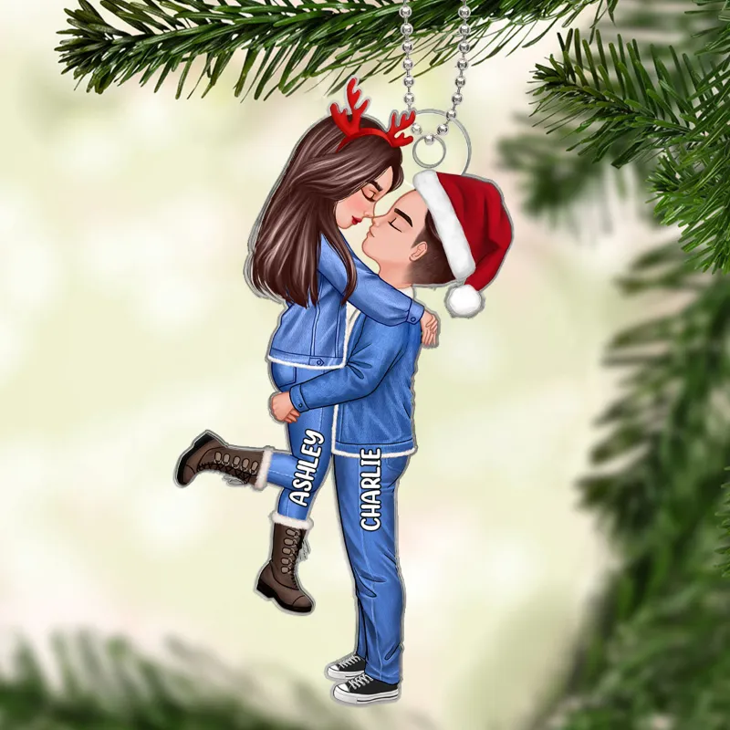 Acrylic Ornament, Personalized Christmas Couple Hug, Ready for the Tree, Romantic Keepsake, a Unique Gift for Your Partner - Image 5