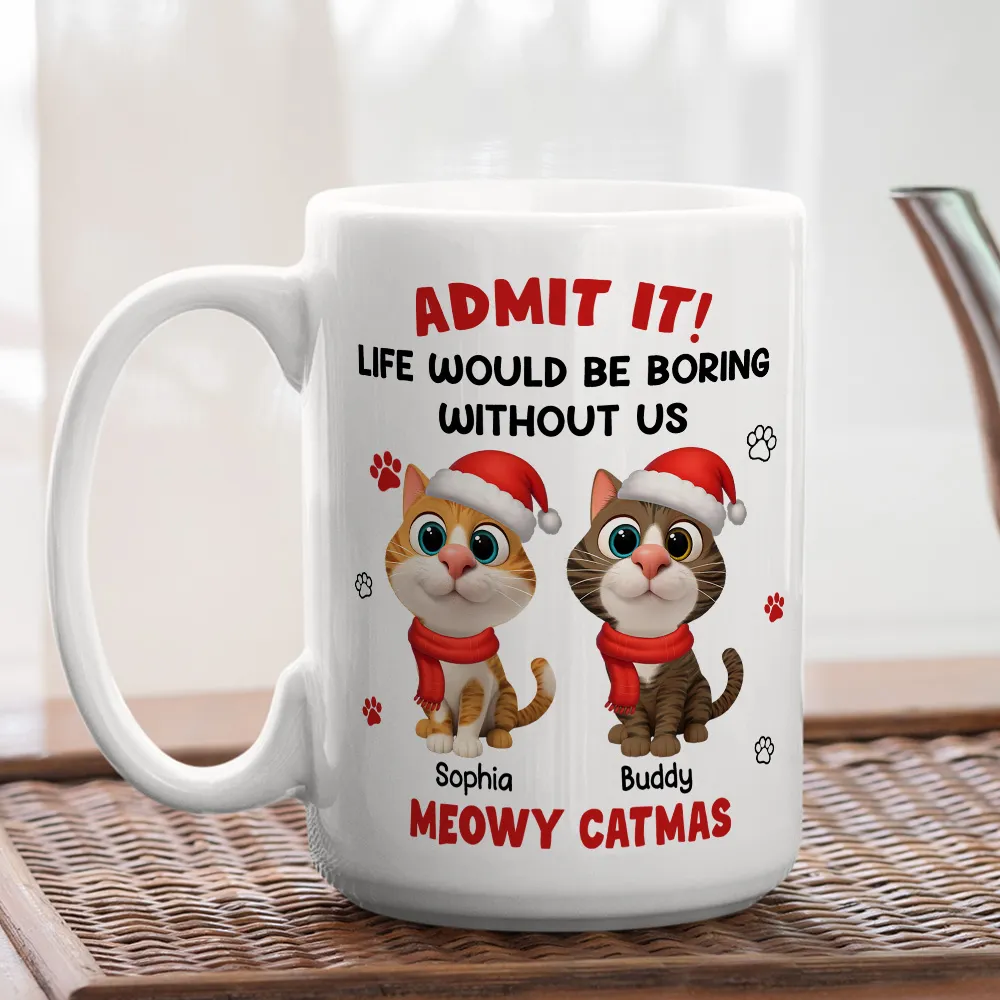 Cartoon Cat Mug, Customizable Festive Design for Christmas, Playful Holiday Cheer, a Unique Gift for Cat Lovers - Image 6