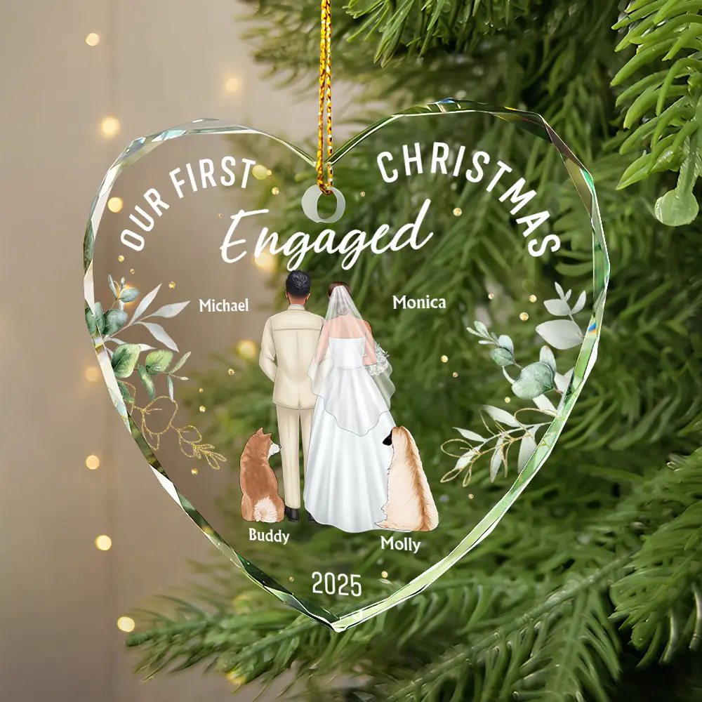 Crystal Heart Ornament for Couples - Elegant Glass Heart, Personalized Mr & Mrs First Christmas, Creative Wedding Gift - Image 2