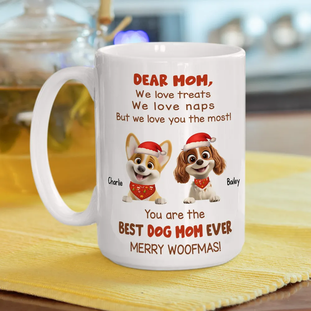 Personalized Mug for Pet Parent - Christmas Cartoon Pups, Custom Quote, Cozy Holiday Cheer, a unique gift for Dog Mom or Dad - Image 7