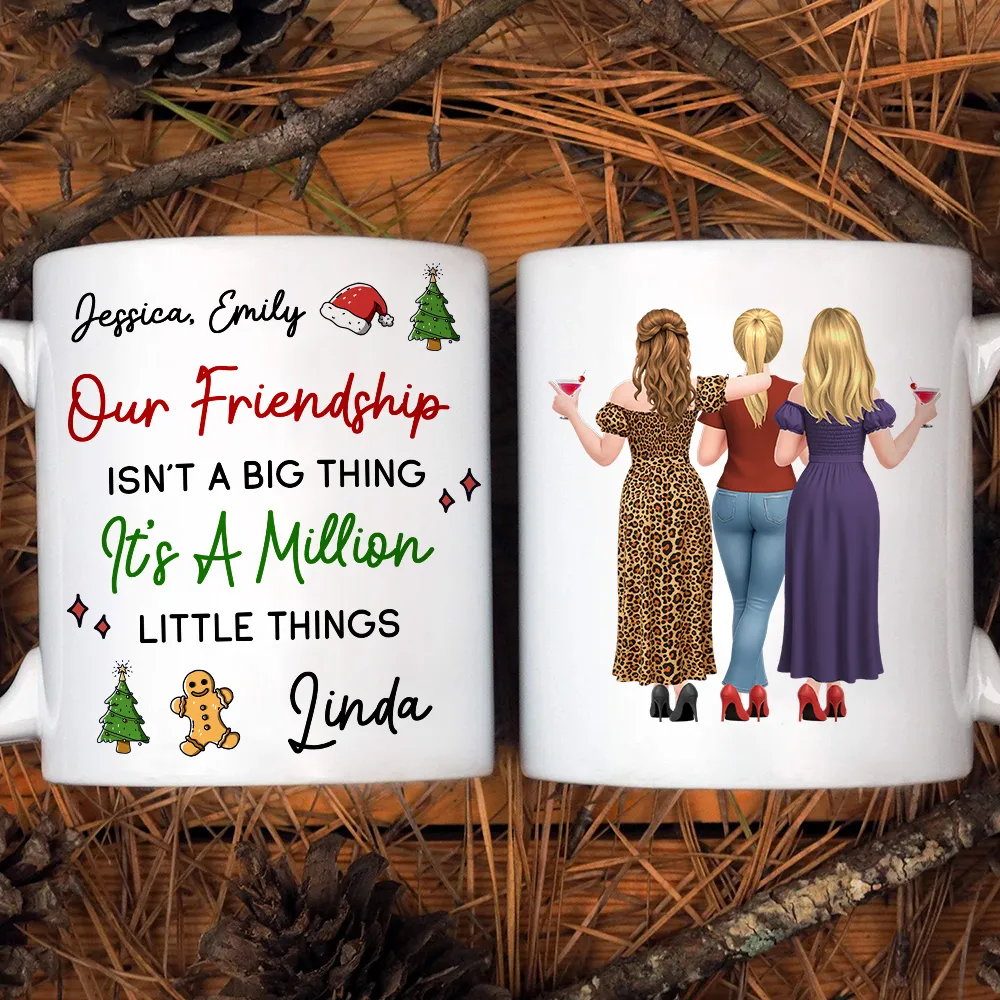 Mug with Friendship Quote & Festive Friends Art, cozy holiday coffee, unique gift for Best Friend - Image 5