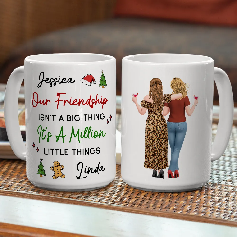 Mug with Friendship Quote & Festive Friends Art, cozy holiday coffee, unique gift for Best Friend - Image 6