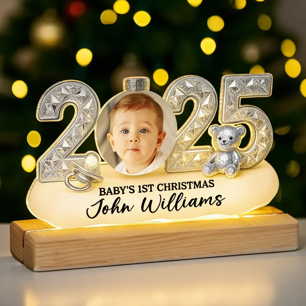 LED Light Plaque Baby Photo Night Light, Warm Glow for Christmas Nursery Decor, Cozy Keepsake, a Unique Gift for New Parents - Image 3